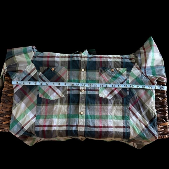 Ted Baker London size 6 XXL Mens Plaid Button Up cotton shirt Elbow Patch Spring - Picture 3 of 6